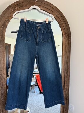 Anthropologie Dark Blue High-Rise Wide Leg Jeans